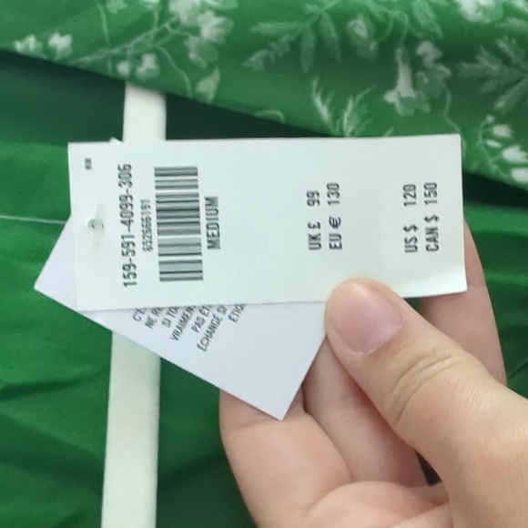 🍋✨ NWT Abercrombie green floral flutter sleeve midi dress size M - Picture 4 of 4